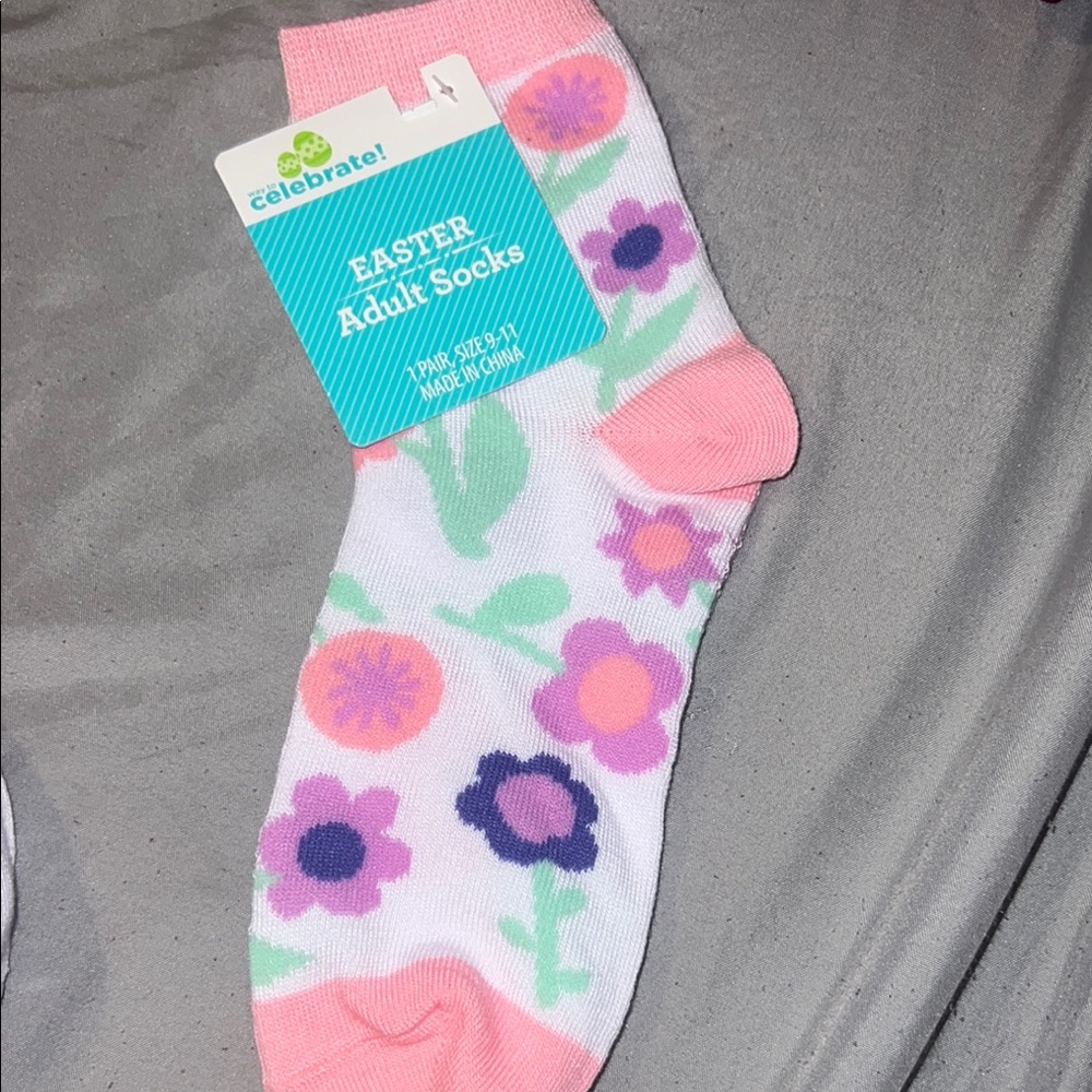 Pink Floral adult Socks